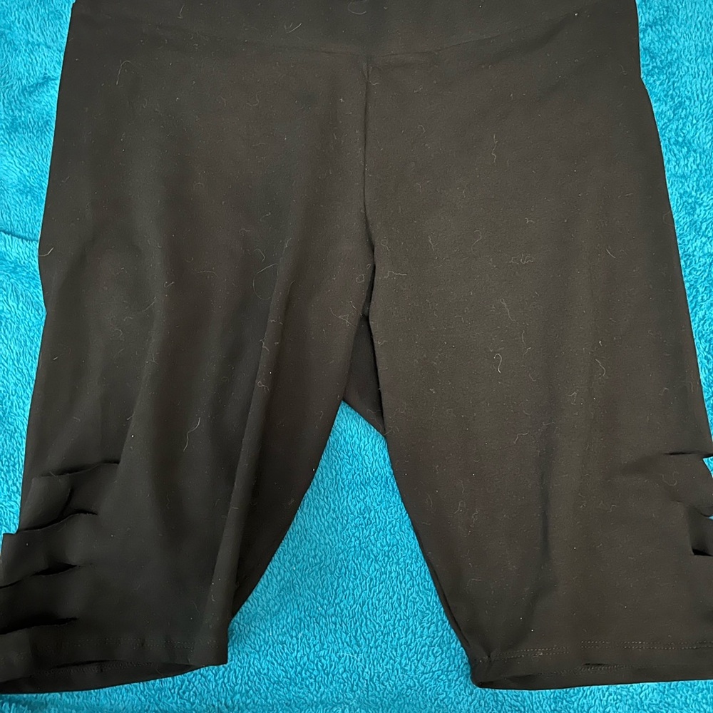 Black Biker Shorts with Side Cutouts from torrid size (2)9 inches long